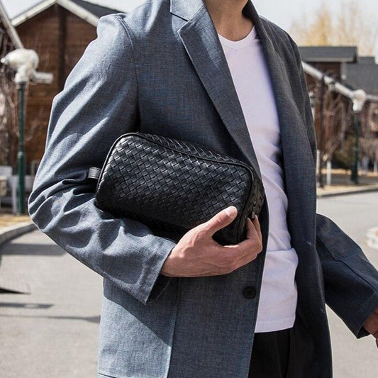 Leather Clutch for Men ⎜ Handmade Bag with Generous Storage Space and Robust Zip