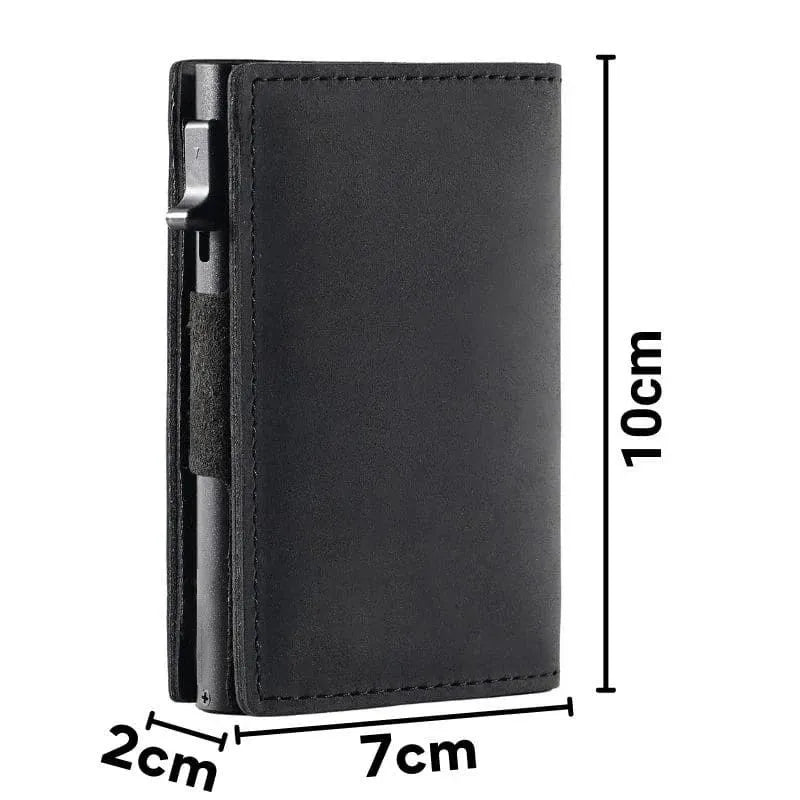 Rfid Card Holder for Men ⎜ Slim Wallet with Zip Compartment and Anti - Theft Protection for Up to 8 Cards