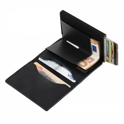 Rfid Card Holder for Men ⎜ Slim Wallet with Zip Compartment and Anti - Theft Protection for Up to 8 Cards