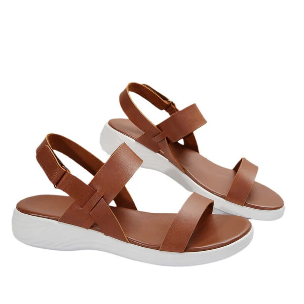 Women's Sandals with a Flat Sole ⎜ Comfortable Summer Shoes with an Open Toe Area and Adjustable Strap