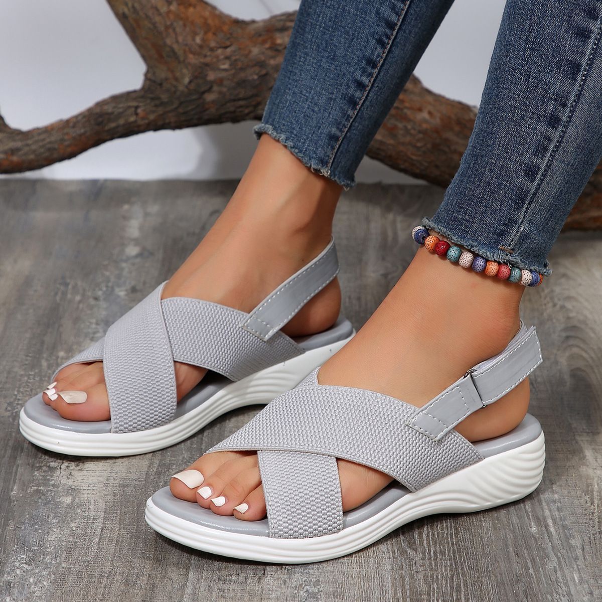Women's Wedge Sandals ⎜ Comfortable Shoes with Mesh and Straps for a Casual Look