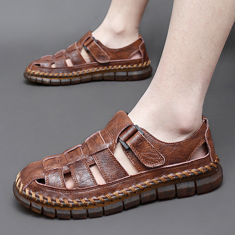 Men's Sandals ⎜ Comfortable Leather Shoes in Retro Design with Adjustable Strap for Summer
