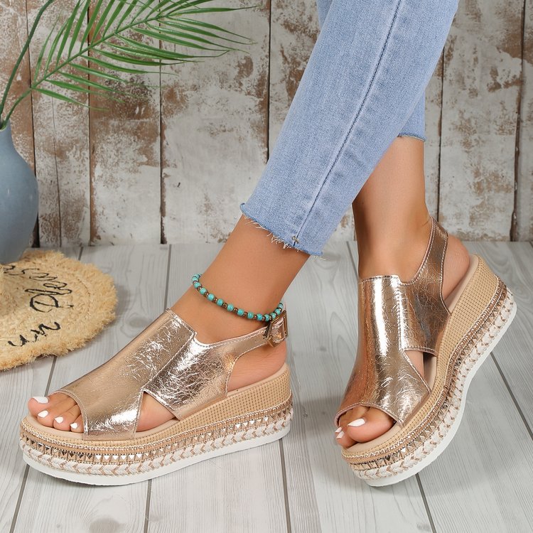 Women's Platform Sandals ⎜ Comfortable Summer Shoes with a Raffia Sole and Open Toe for Everyday Wear & Leisure