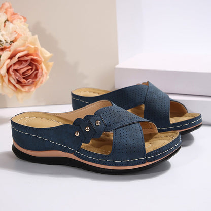 Women's Mules with Cross Straps ⎜ Comfortable Summer Shoes in Large Sizes with a Non - Slip and Lightweight Sole