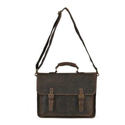 Leather Laptop Bag for Men ⎜ Robust Shoulder Bag with Buckle Fastening and Padded Inner Compartment
