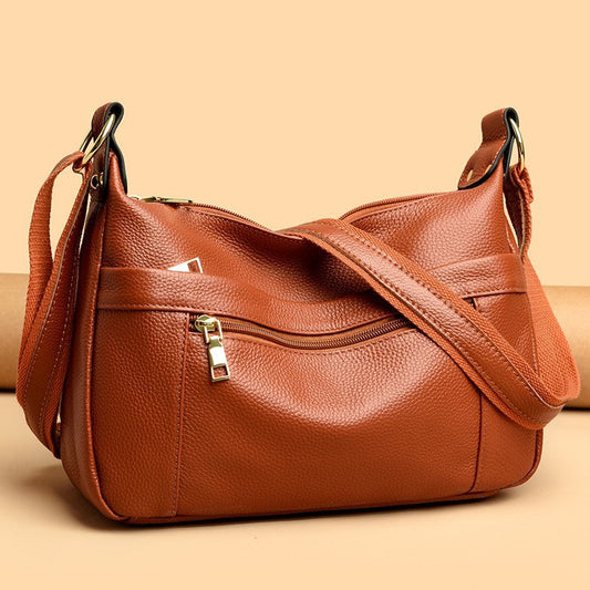 Real Leather Shoulder Bag for Women ⎜ High - Quality Shoulder Bag with Practical Zip Pockets