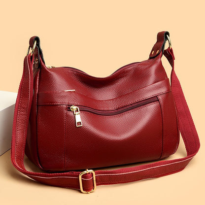 Real Leather Shoulder Bag for Women ⎜ High - Quality Shoulder Bag with Practical Zip Pockets