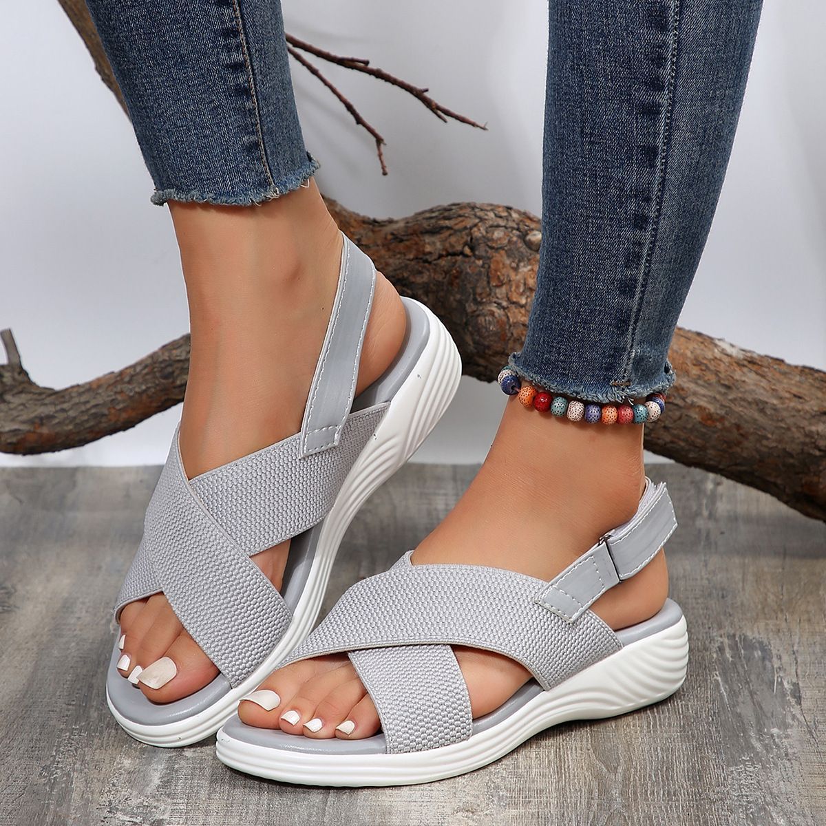 Women's Wedge Sandals ⎜ Comfortable Shoes with Mesh and Straps for a Casual Look