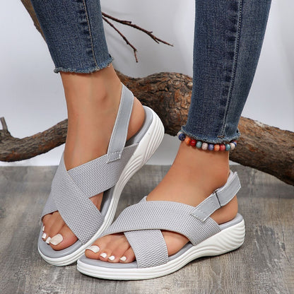 Women's Wedge Sandals ⎜ Comfortable Shoes with Mesh and Straps for a Casual Look