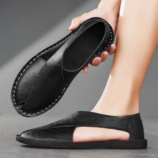 Leather Sandals for Men ⎜ Comfortable One - Pedal Beach Shoes Made From Breathable Genuine Leather