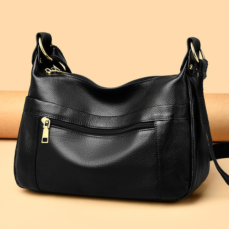 Real Leather Shoulder Bag for Women ⎜ High - Quality Shoulder Bag with Practical Zip Pockets