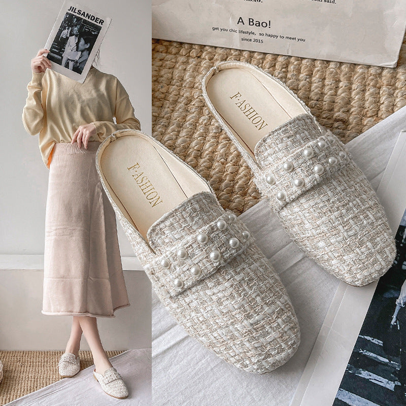 Elegant Flat Sandals for Women ⎜ Comfortable Shoes with Pearl Details for Stylish Casual Looks