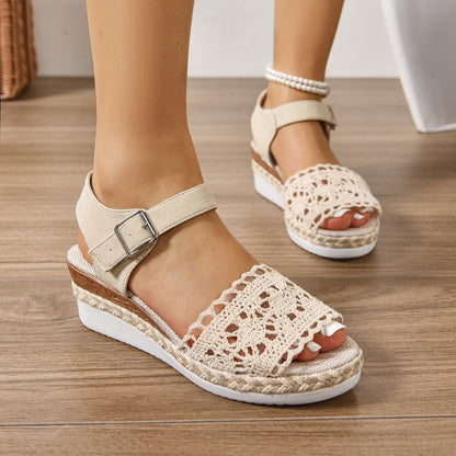 Women's Wedge Sandals with Straps ⎜ Comfortable Shoes with Buckle Fastening and Fashionable Design