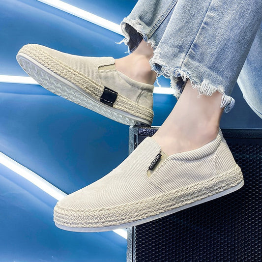Breathable Men's Slip - on Shoes ⎜ Comfortable Espadrille - Style Canvas Shoes for Leisure and Summer