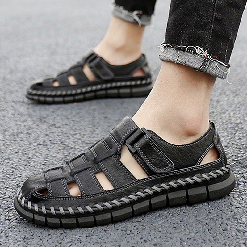 Men's Sandals ⎜ Comfortable Leather Shoes in Retro Design with Adjustable Strap for Summer