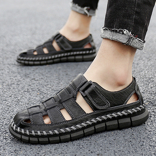 Men's Sandals ⎜ Comfortable Leather Shoes in Retro Design with Adjustable Strap for Summer
