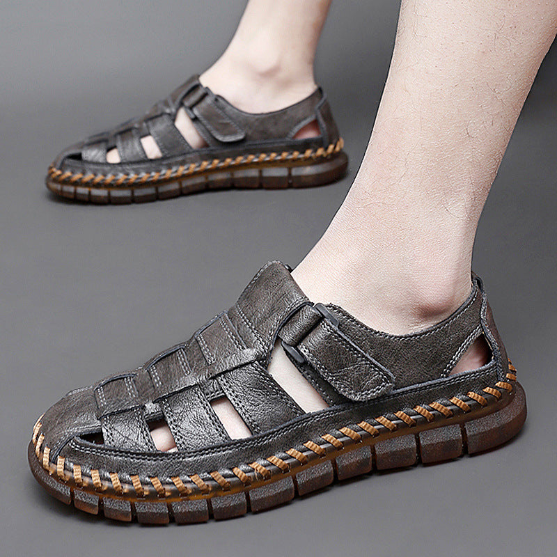 Men's Sandals ⎜ Comfortable Leather Shoes in Retro Design with Adjustable Strap for Summer