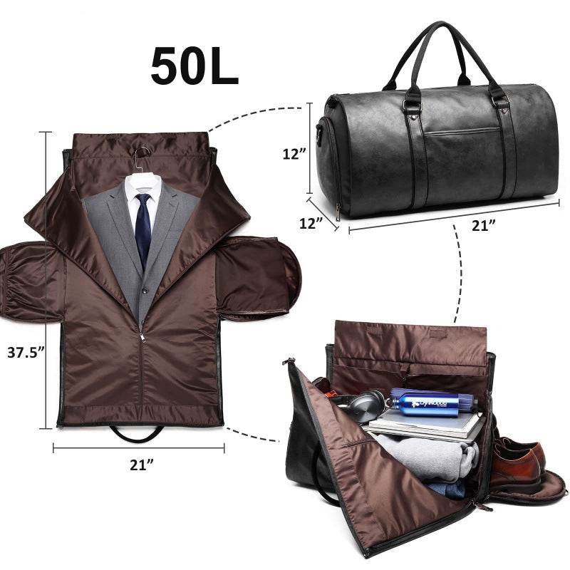 Suit Bag for Men with Shoulder Strap ⎜ Crease - Resistant Travel Bag with Suit Compartment and Large Interior