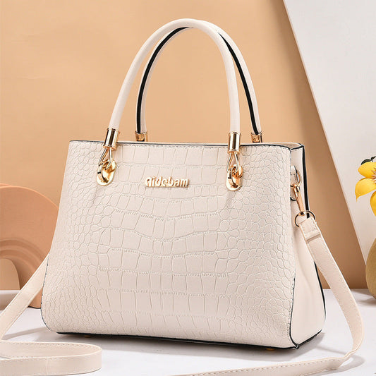 Elegant Handbag for Women ⎜ Simple Croco - Look Design with Adjustable Shoulder Strap