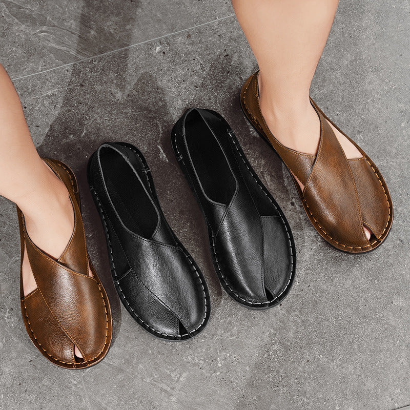 Leather Sandals for Men ⎜ Comfortable One - Pedal Beach Shoes Made From Breathable Genuine Leather