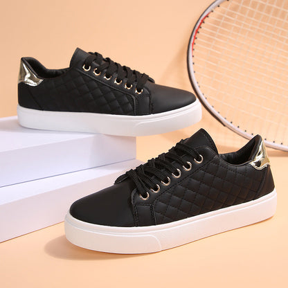 Sneakers for Women ⎜ Comfortable Casual Shoes with Stitched Design and Golden Details