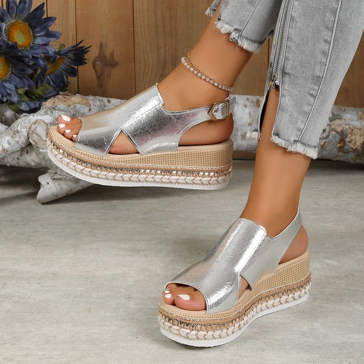 Women's Platform Sandals ⎜ Comfortable Summer Shoes with a Raffia Sole and Open Toe for Everyday Wear & Leisure