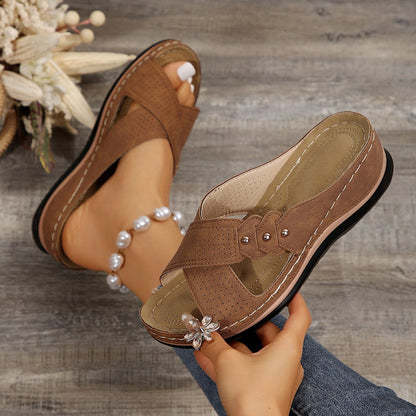 Women's Mules with Cross Straps ⎜ Comfortable Summer Shoes in Large Sizes with a Non - Slip and Lightweight Sole
