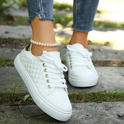 Sneakers for Women ⎜ Comfortable Casual Shoes with Stitched Design and Golden Details