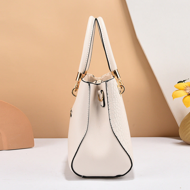 Elegant Handbag for Women ⎜ Simple Croco - Look Design with Adjustable Shoulder Strap