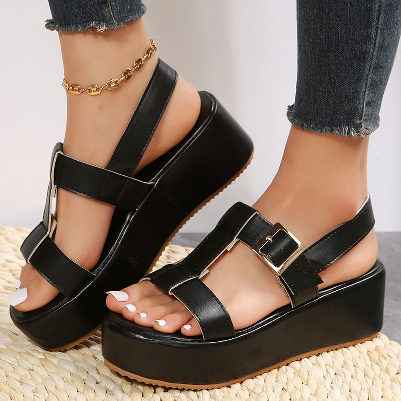 Women's Platform Sandals ⎜ Fashionable Shoes with Adjustable Strap and Comfortable Wear
