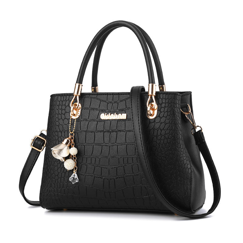 Elegant Handbag for Women ⎜ Simple Croco - Look Design with Adjustable Shoulder Strap