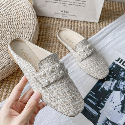 Elegant Flat Sandals for Women ⎜ Comfortable Shoes with Pearl Details for Stylish Casual Looks