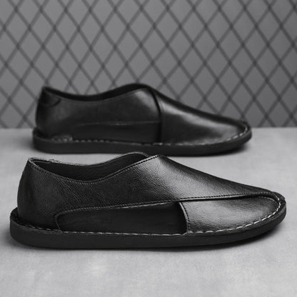 Leather Sandals for Men ⎜ Comfortable One - Pedal Beach Shoes Made From Breathable Genuine Leather