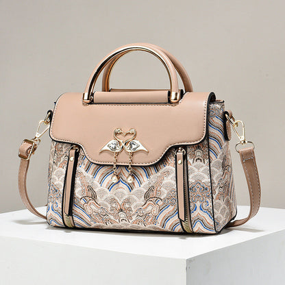 Elegant Handbag for Women ⎜ Fashionable Shoulder Bag with High - Quality Embroidery and Heart Pendant