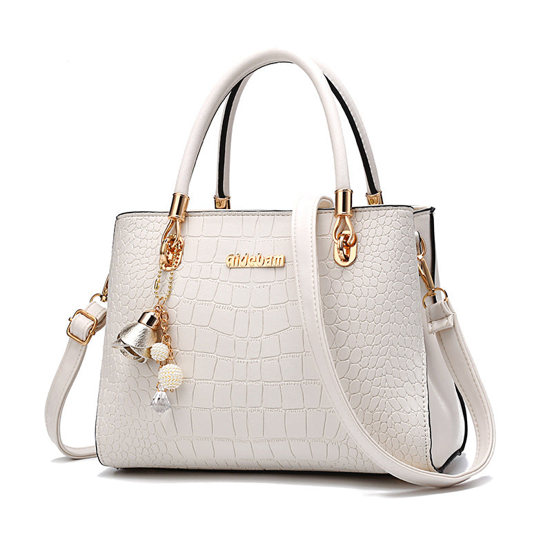 Elegant Handbag for Women ⎜ Simple Croco - Look Design with Adjustable Shoulder Strap