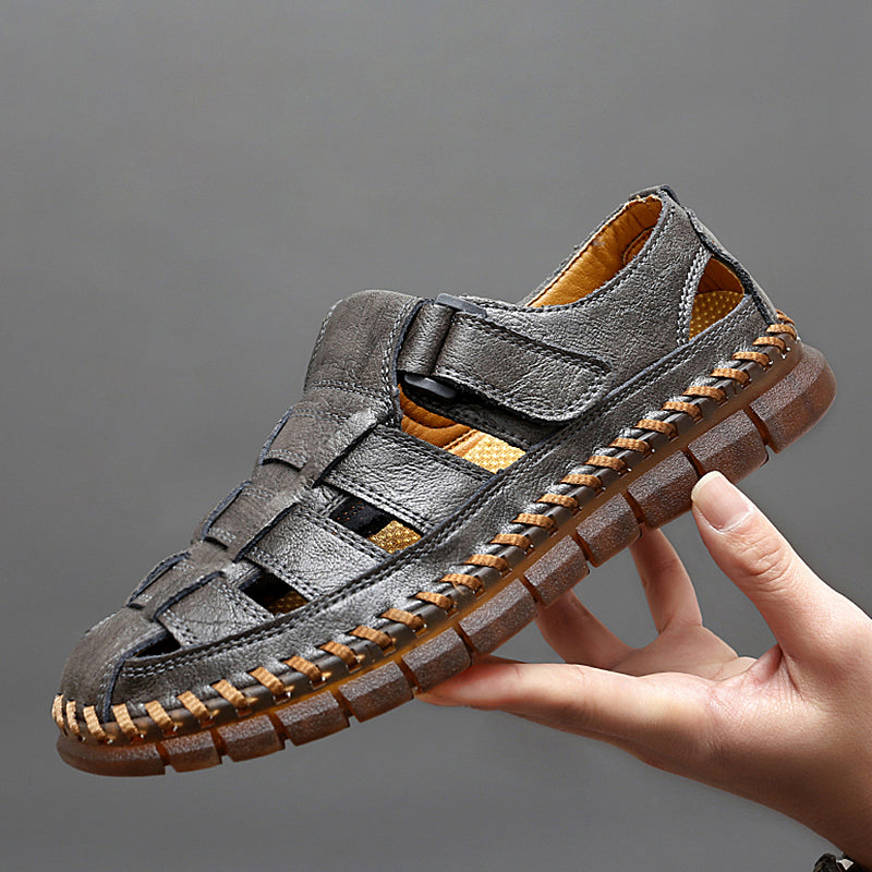 Men's Sandals ⎜ Comfortable Leather Shoes in Retro Design with Adjustable Strap for Summer