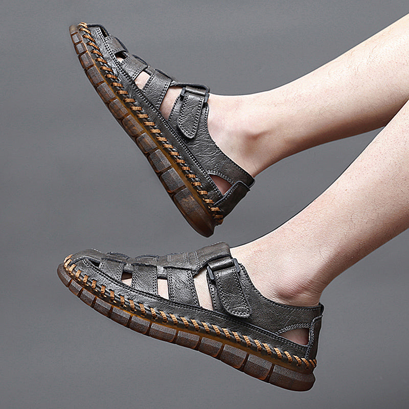 Men's Sandals ⎜ Comfortable Leather Shoes in Retro Design with Adjustable Strap for Summer