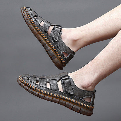 Men's Sandals ⎜ Comfortable Leather Shoes in Retro Design with Adjustable Strap for Summer