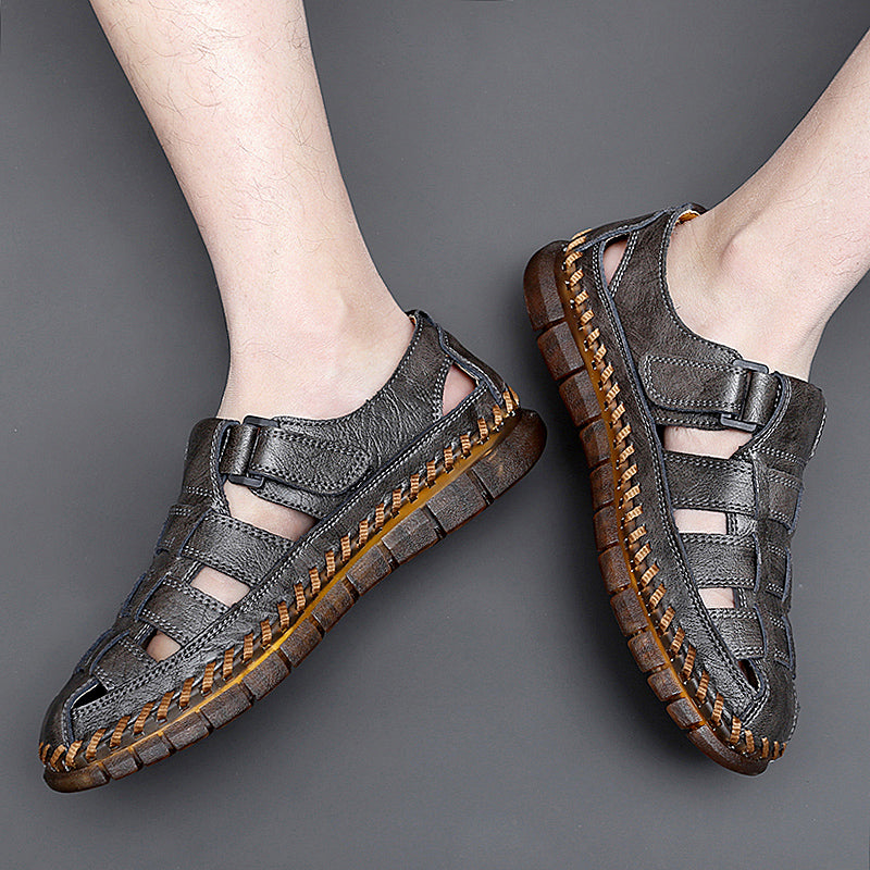 Men's Sandals ⎜ Comfortable Leather Shoes in Retro Design with Adjustable Strap for Summer