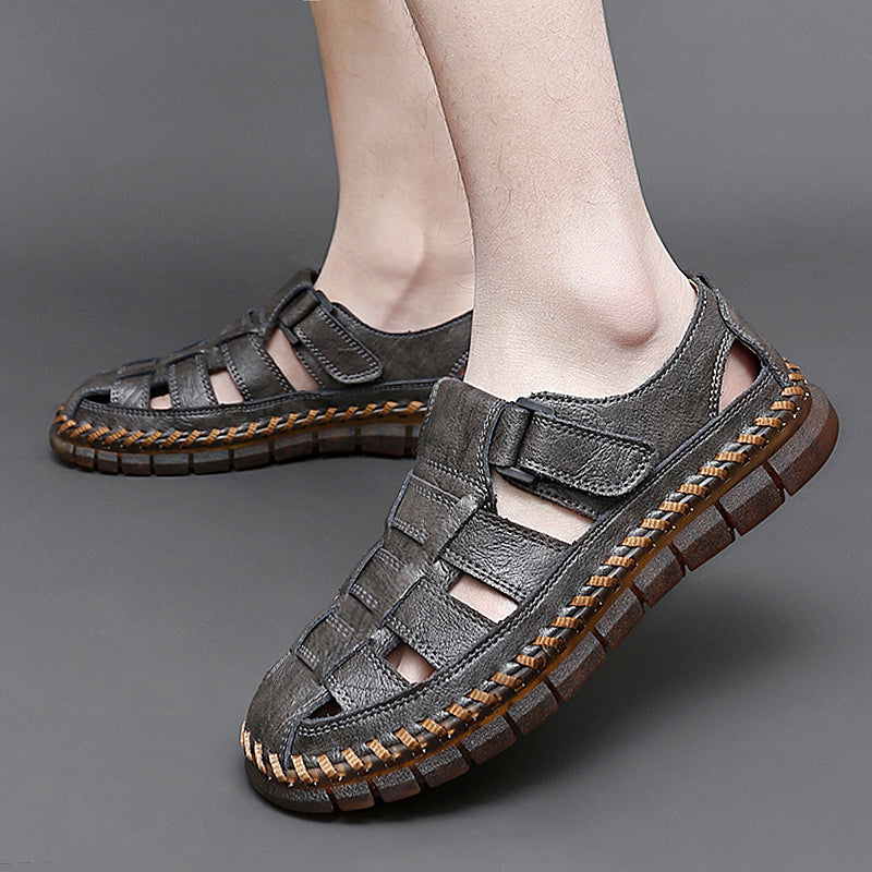 Men's Sandals ⎜ Comfortable Leather Shoes in Retro Design with Adjustable Strap for Summer