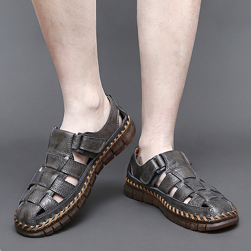 Men's Sandals ⎜ Comfortable Leather Shoes in Retro Design with Adjustable Strap for Summer