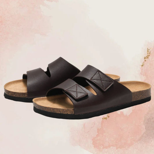 Men's Cork Slippers ⎜ Comfortable Sandals with Adjustable Velcro Fastener for Optimum Support
