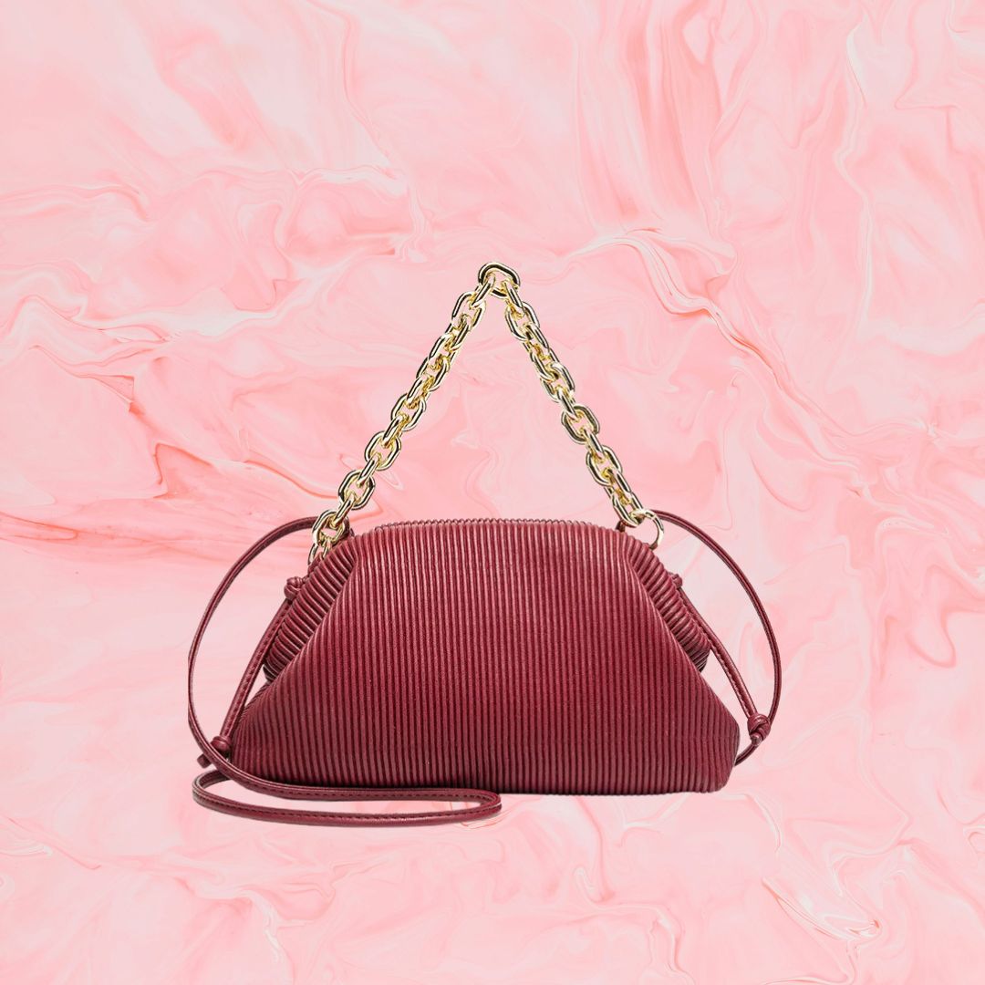 Small Shoulder Bag for Women ⎜ Fashionable Bag with Pleated Design and Wide Chain Strap