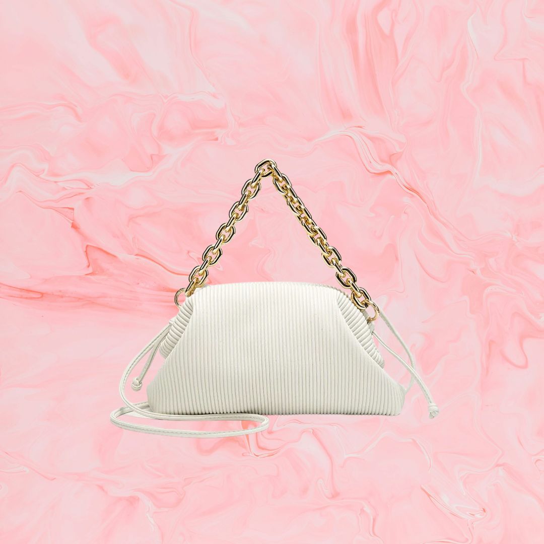 Small Shoulder Bag for Women ⎜ Fashionable Bag with Pleated Design and Wide Chain Strap