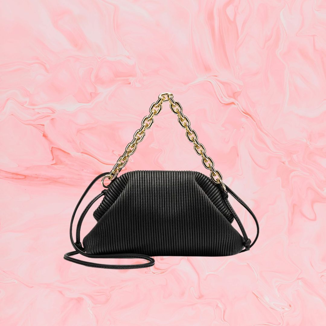 Small Shoulder Bag for Women ⎜ Fashionable Bag with Pleated Design and Wide Chain Strap
