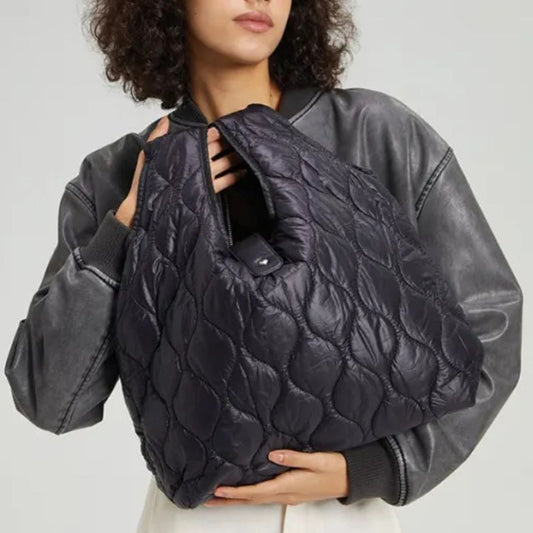 Large Nylon Shopper Bag ⎜ Soft Quilted Look and Plenty of Storage Space for Everyday Use