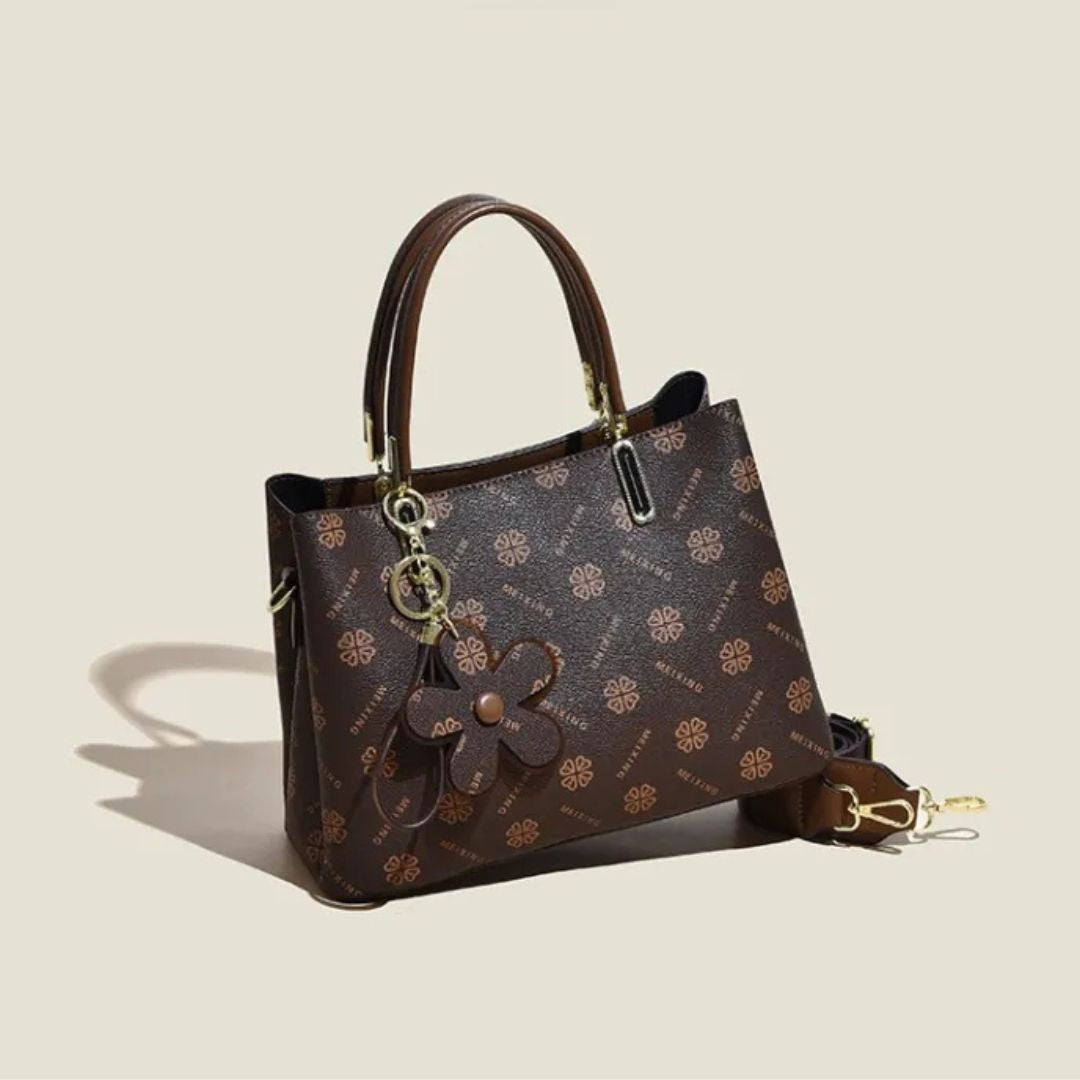 Spacious Crossbody Bag for Women ⎜ Stylish Handbag with Flower Pendant and Adjustable Shoulder Strap