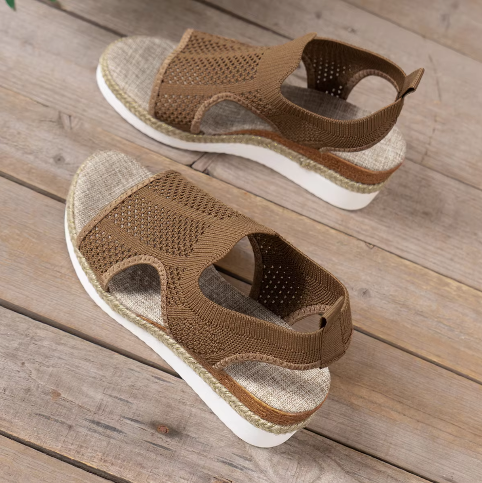 Women's Wedge Sandals ⎜ Comfortable Summer Shoes with Knitted Design and Open Toe for Summer