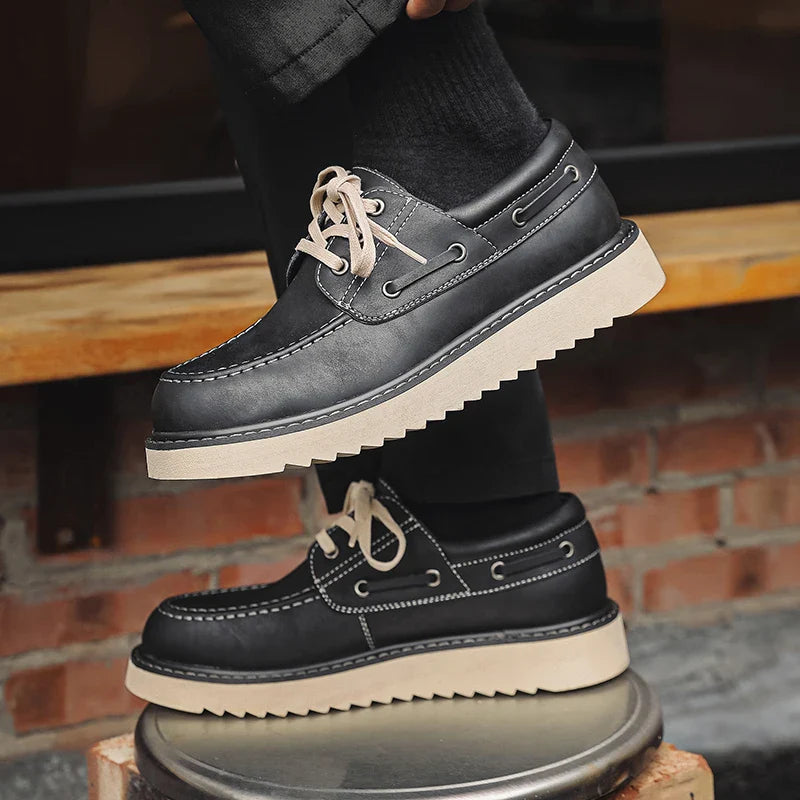 Men's Lace - Up Shoes ⎜ Robust Leather Shoes in Retro Style for Leisure and Everyday Wear