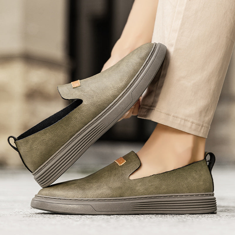 Men's Slip - on Shoes ⎜ Comfortable Outdoor Shoes Made of Leather for Summer and Leisure